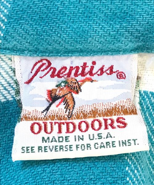 Prentiss Outdoor（プレンティス アウトドア）Prentiss Outdoor (プレンティス アウトドア) ヘビーフランネルシャツ ターコイズ×ホワイト サイズ:XLの古着・服飾アイテム