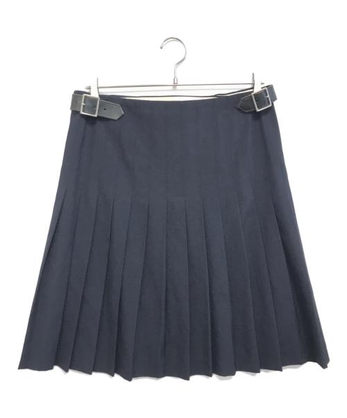 ROBE DE CHAMBRE COMME DES GARCONS（ローブドシャンブル コムデギャルソン）ROBE DE CHAMBRE COMME DES GARCONS (ローブドシャンブル コムデギャルソン) プリーツ切替ラップスカート ネイビー サイズ:Mの古着・服飾アイテム