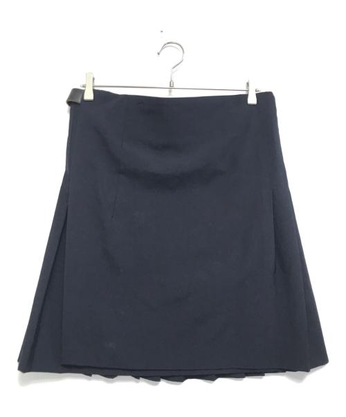 ROBE DE CHAMBRE COMME DES GARCONS（ローブドシャンブル コムデギャルソン）ROBE DE CHAMBRE COMME DES GARCONS (ローブドシャンブル コムデギャルソン) プリーツ切替ラップスカート ネイビー サイズ:Mの古着・服飾アイテム
