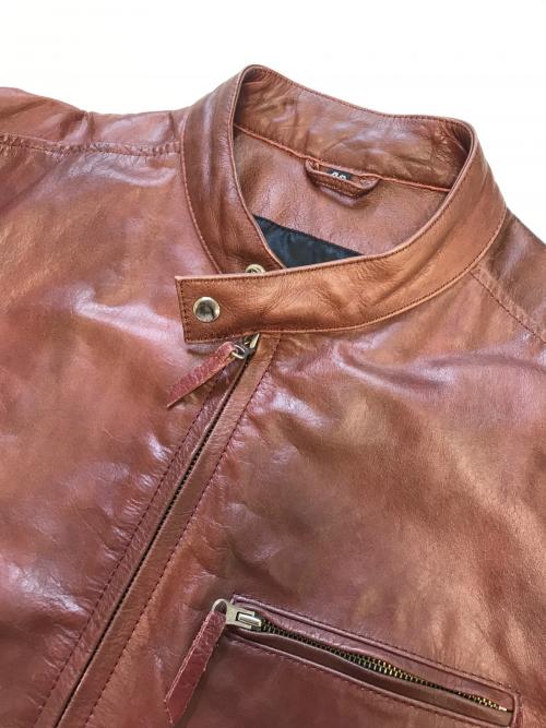 KWY（ケイダブリューアイ）KWY (ケイダブリューアイ) シングルライダースジャケット ブラウン サイズ:SIZE 46の古着・服飾アイテム