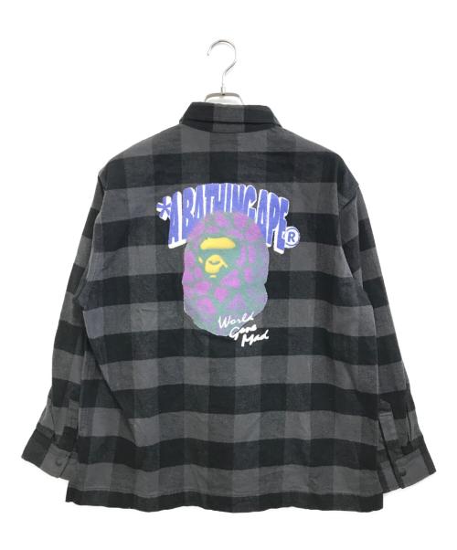 A BATHING APE（アベイシングエイプ）A BATHING APE (アベイシングエイプ) チェックシャツ ブラック サイズ:Ｍの古着・服飾アイテム