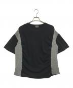 COMME des GARCONS HOMME PLUSコムデギャルソンオムプリュス）の古着「異素材ドッキングTシャツ」｜ブラック×グレー