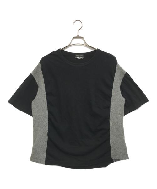 COMME des GARCONS HOMME PLUS（コムデギャルソンオムプリュス）COMME des GARCONS HOMME PLUS (コムデギャルソンオムプリュス) 異素材ドッキングTシャツ ブラック×グレー サイズ:Lの古着・服飾アイテム
