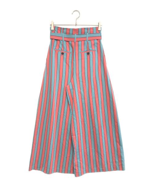 Maison Margiela（メゾンマルジェラ）Maison Margiela (メゾンマルジェラ) ストライプワイドパンツ グリーン×レッド サイズ:38の古着・服飾アイテム