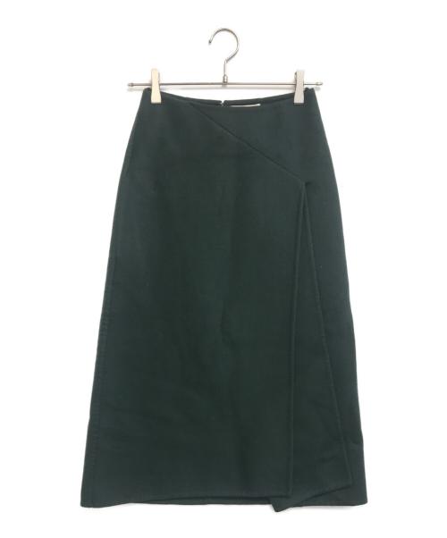 CELINE（セリーヌ）CELINE (セリーヌ) カシミヤ混ロングスカート グリーン サイズ:34の古着・服飾アイテム