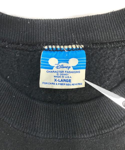 DISNEY（ディズニー）DISNEY (ディズニー) フロッキープリントスウェット ブラック サイズ:X‐LARGEの古着・服飾アイテム