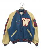 DeLong-）の古着「Leather Sleeve Wool Varsity JKT」｜スカイブルー×ベージュ