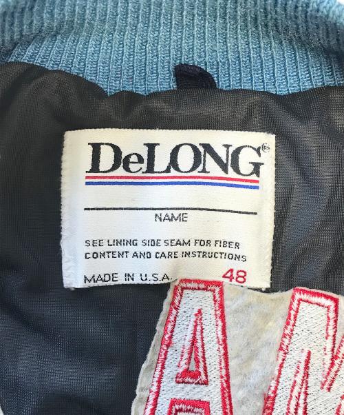 DeLong（-）DeLONG (-) Leather Sleeve Wool Varsity JKT スカイブルー×ベージュ サイズ:48の古着・服飾アイテム