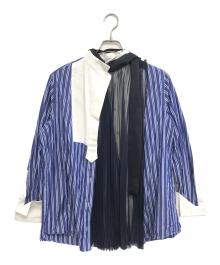 sacai（サカイ）の古着「コットンポプリン プリーツ 長袖シャツ」｜ブルー