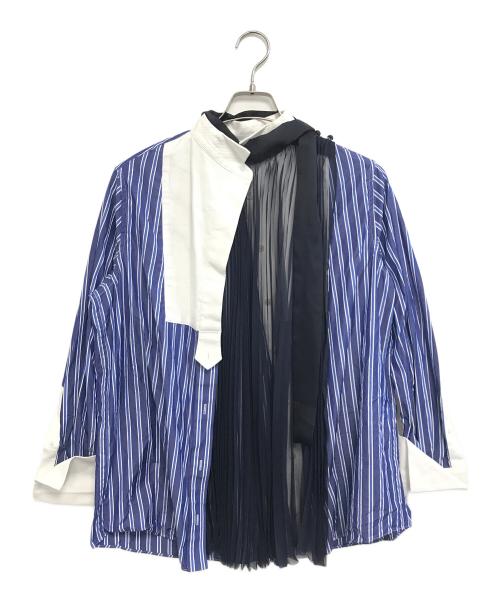 sacai（サカイ）sacai (サカイ) コットンポプリン プリーツ 長袖シャツ ブルー サイズ:1の古着・服飾アイテム