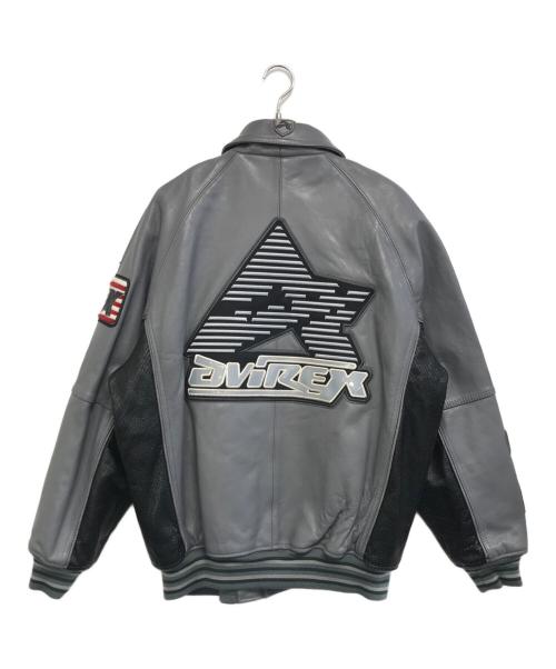 AVIREX（アヴィレックス）AVIREX (アヴィレックス) 切替レザージャケット グレー サイズ:XLの古着・服飾アイテム