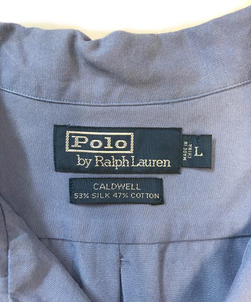 POLO RALPH LAUREN（ポロ・ラルフローレン）POLO RALPH LAUREN (ポロ・ラルフローレン) シルク混半袖オープンカラーシャツ ブルー サイズ:Lの古着・服飾アイテム