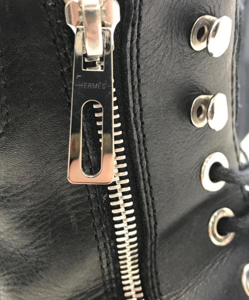 HERMES（エルメス）HERMES (エルメス) バイカラーサイドジップブーツ ブラック×ボルドー サイズ:41の古着・服飾アイテム