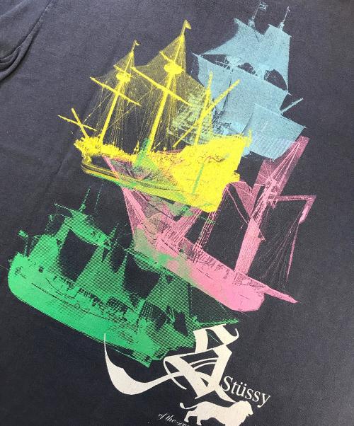 stussy（ステューシー）stussy (ステューシー) プリントTシャツ ネイビー サイズ:Mediumの古着・服飾アイテム