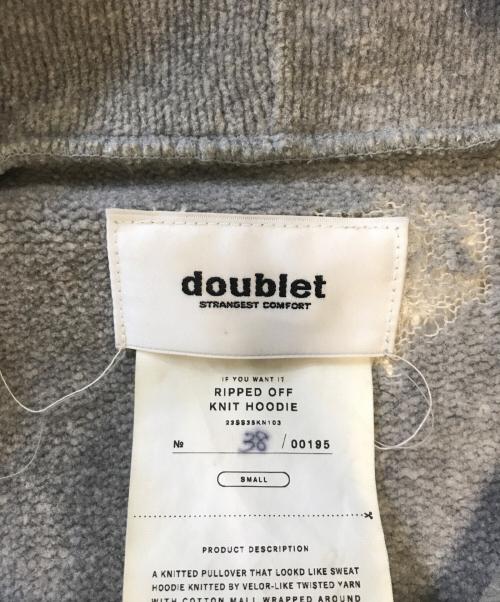 doublet（ダブレット）doublet (ダブレット) RIPPED OFF KNIT HOODIE グレー サイズ:Sの古着・服飾アイテム