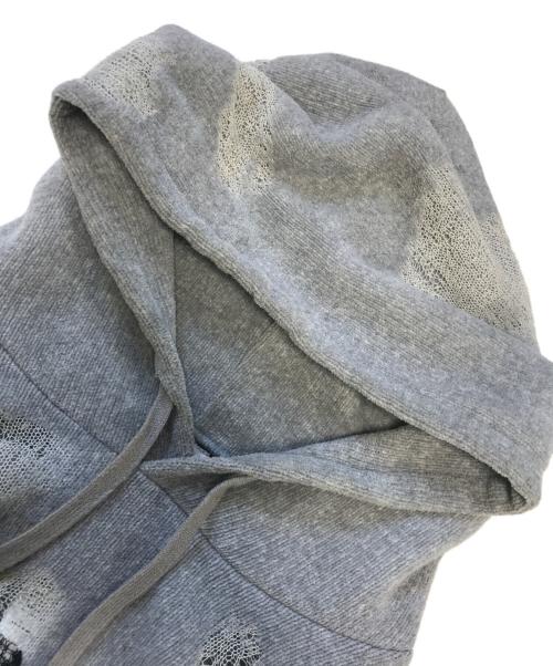 doublet（ダブレット）doublet (ダブレット) RIPPED OFF KNIT HOODIE グレー サイズ:Sの古着・服飾アイテム