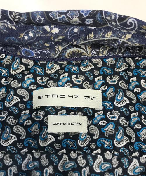 ETRO（エトロ）ETRO (エトロ) 総柄ペイズリーシャツ ネイビー サイズ:47の古着・服飾アイテム