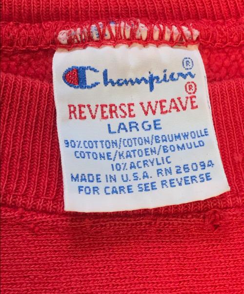 Champion（チャンピオン）Champion (チャンピオン) リバースウィーブスウェット レッド サイズ:Lの古着・服飾アイテム