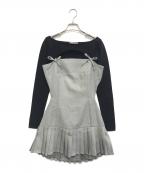 ANDMARYアンドマリー）の古着「Karen knit set mini dress」｜グレー×ブラック
