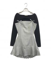 ANDMARY（アンドマリー）の古着「Karen knit set mini dress」｜グレー×ブラック
