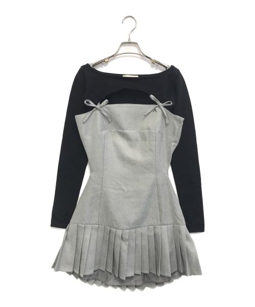 ANDMARY（アンドマリー）ANDMARY (アンドマリー) Karen knit set mini dress グレー×ブラック サイズ:Ⅿの古着・服飾アイテム