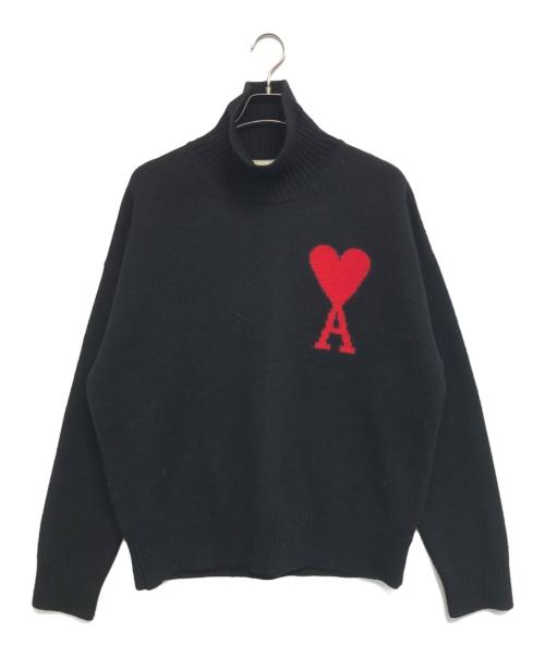 ami（アミ）ami (アミ) ハートロゴタートルネックニット ブラック サイズ:Mの古着・服飾アイテム