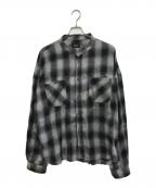 BREATHブレス）の古着「COLLAR LESS SHIRT」｜ブラック×グレー