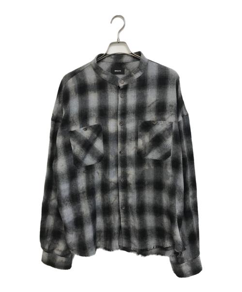 BREATH（ブレス）BREATH (ブレス) COLLAR LESS SHIRT ブラック×グレー サイズ:XLの古着・服飾アイテム