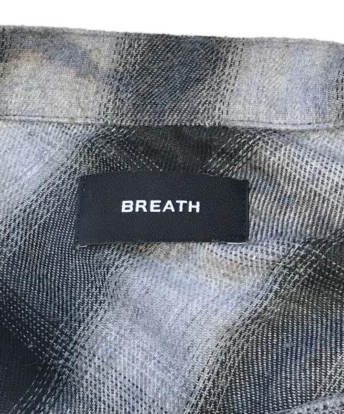 BREATH（ブレス）BREATH (ブレス) COLLAR LESS SHIRT ブラック×グレー サイズ:XLの古着・服飾アイテム