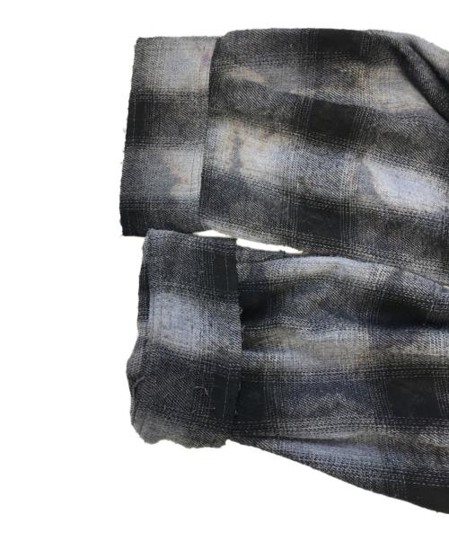 BREATH（ブレス）BREATH (ブレス) COLLAR LESS SHIRT ブラック×グレー サイズ:XLの古着・服飾アイテム