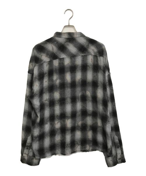 BREATH（ブレス）BREATH (ブレス) COLLAR LESS SHIRT ブラック×グレー サイズ:XLの古着・服飾アイテム
