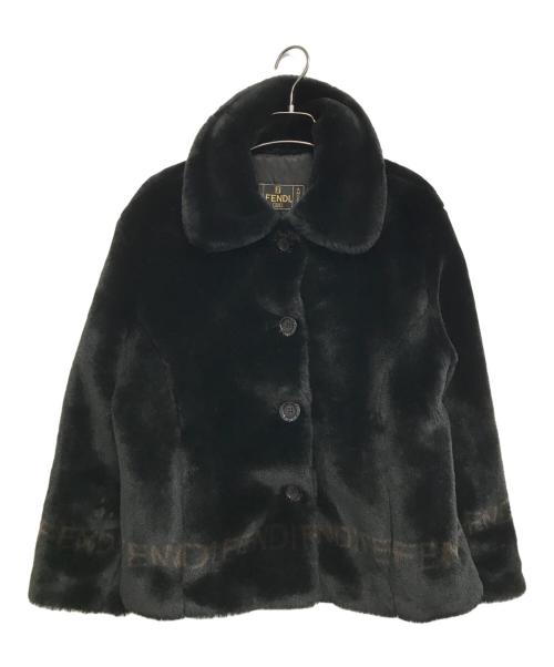 FENDI JEANS（フェンディ ジーンズ）FENDI JEANS (フェンディ ジーンズ) ロゴラインエコファージャケット ブラック サイズ:SIZE38の古着・服飾アイテム