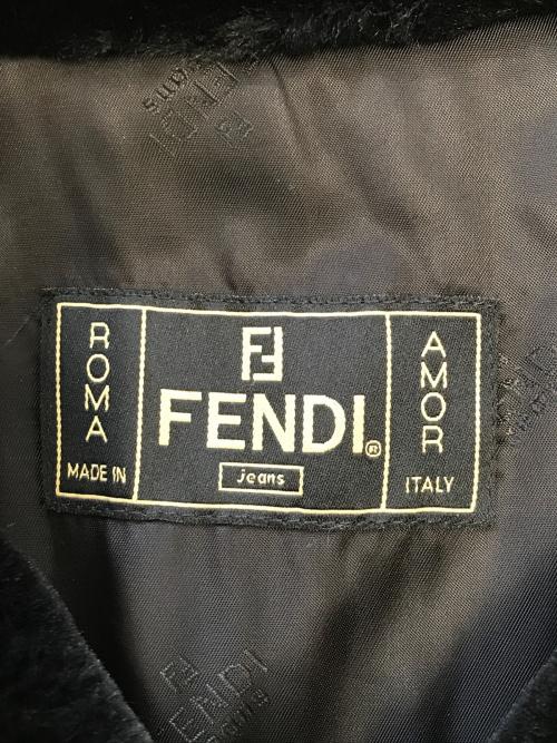 FENDI JEANS（フェンディ ジーンズ）FENDI JEANS (フェンディ ジーンズ) ロゴラインエコファージャケット ブラック サイズ:SIZE38の古着・服飾アイテム