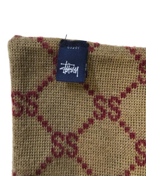 stussy（ステューシー）stussy (ステューシー) モノグラム柄マフラー ブラウン サイズ:表記なしの古着・服飾アイテム