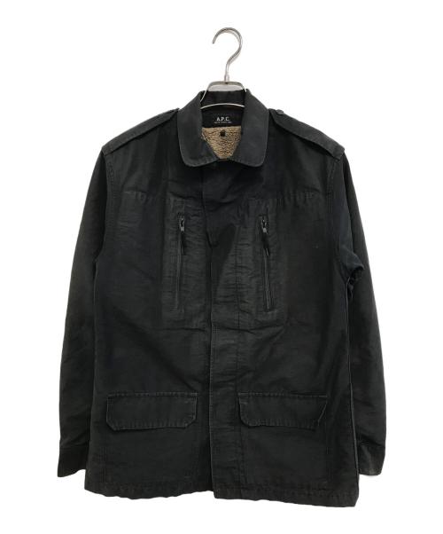 A.P.C.（アーペーセー）A.P.C. (アーペーセー) 裏ボア付きミリタリージャケット ブラック サイズ:XSの古着・服飾アイテム