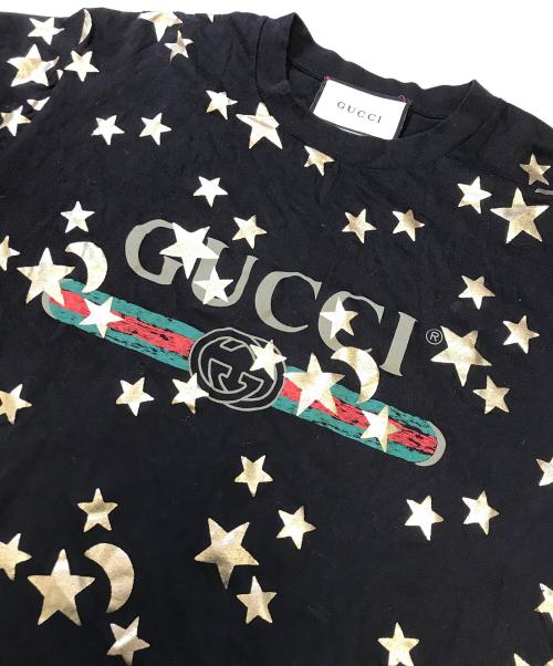 GUCCI（グッチ）GUCCI (グッチ) ロゴプリントTシャツ ブラック サイズ:Mの古着・服飾アイテム