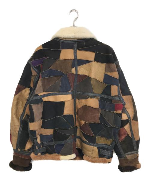 BONBEC（ボンベック）BONBEC (ボンベック) パッチワークレザージャケット ブラウン×ブラック サイズ:Mの古着・服飾アイテム
