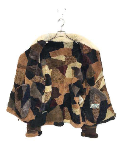 BONBEC（ボンベック）BONBEC (ボンベック) パッチワークレザージャケット ブラウン×ブラック サイズ:Mの古着・服飾アイテム