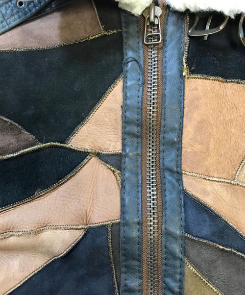 BONBEC（ボンベック）BONBEC (ボンベック) パッチワークレザージャケット ブラウン×ブラック サイズ:Mの古着・服飾アイテム