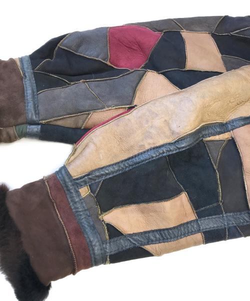 BONBEC（ボンベック）BONBEC (ボンベック) パッチワークレザージャケット ブラウン×ブラック サイズ:Mの古着・服飾アイテム