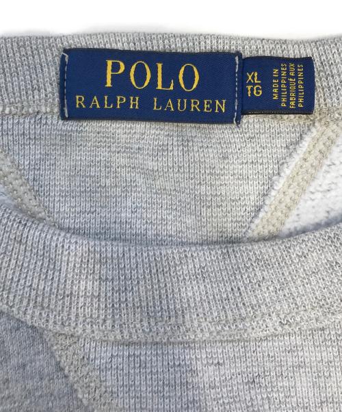 POLO RALPH LAUREN（ポロ・ラルフローレン）POLO RALPH LAUREN (ポロ・ラルフローレン) 三段フロッキープリントスウェット グレー サイズ:XLの古着・服飾アイテム