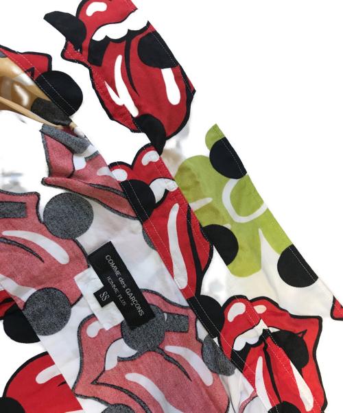 COMME des GARCONS HOMME PLUS（コムデギャルソンオムプリュス）COMME des GARCONS HOMME PLUS (コムデギャルソンオムプリュス) ROLLING STONES (ローリングストーンズ) 半袖総柄シャツ レッド サイズ:SSの古着・服飾アイテム