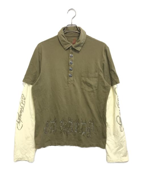 Ed Hardy（エド ハーディー）Ed Hardy (エド ハーディー) ライトストーンレイヤードカットソー カーキ サイズ:Lの古着・服飾アイテム