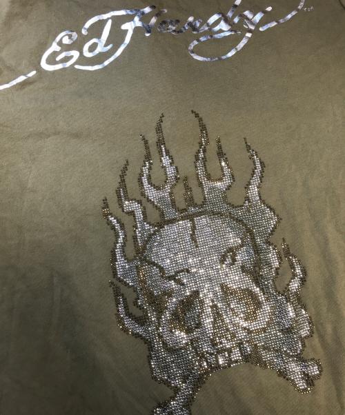 Ed Hardy（エド ハーディー）Ed Hardy (エド ハーディー) ライトストーンレイヤードカットソー カーキ サイズ:Lの古着・服飾アイテム