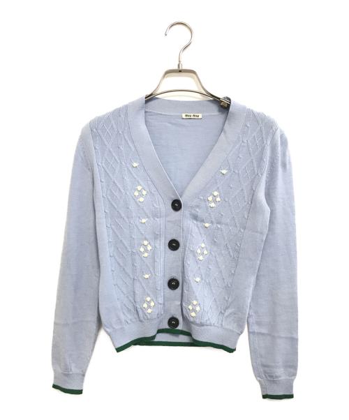 MIU MIU（ミュウミュウ）MIU MIU (ミュウミュウ) ニットカーディガン スカイブルー サイズ:36の古着・服飾アイテム