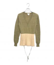 DRIES VAN NOTEN（ドリスヴァンノッテン）の古着「Vネック切替ニット」｜オリーブ