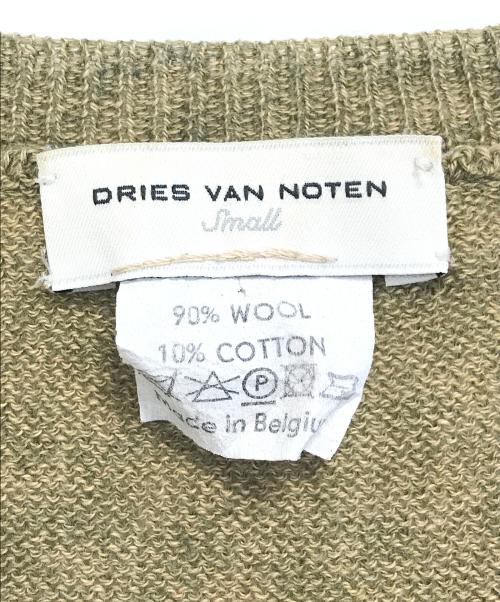 DRIES VAN NOTEN（ドリスヴァンノッテン）DRIES VAN NOTEN (ドリスヴァンノッテン) Vネック切替ニット オリーブ サイズ:Sの古着・服飾アイテム