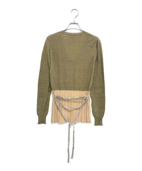 DRIES VAN NOTEN（ドリスヴァンノッテン）DRIES VAN NOTEN (ドリスヴァンノッテン) Vネック切替ニット オリーブ サイズ:Sの古着・服飾アイテム