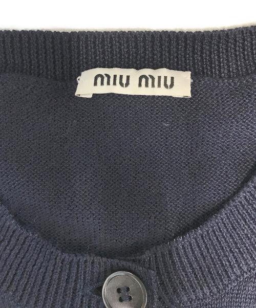 MIU MIU（ミュウミュウ）MIU MIU (ミュウミュウ) ニットカーディガン ネイビー サイズ:40の古着・服飾アイテム