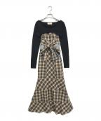 ANDMARYアンドマリー）の古着「Juni check dress」｜ブラック